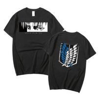 2026 Anime Attack on Titan Parent-child T-Shirt Cotton Ackerman Mikasa Eren Jaeger Cherry Blossom Graphics Logo Clothes Men Tees S juoda