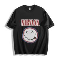 Nirvana Smiley T-Shirt - Classic Grunge Face Design Unisex Tee 2XL