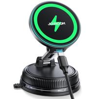 Joyroom Magnetinis automobilinis laikiklis Įkroviklis Vakuuminis Gelis 2-in-1 Stipri siurbimo jėga Magnetinis 15W Automobilinis telefono laikiklis Įkroviklis iPhone 17 16 15 14 juoda