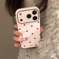 ins contrasting color polka dots simple iphone16 apple 17 pro max mobile phone case 15 suitable for 13 soft cover 14 creative 17promax fine hole