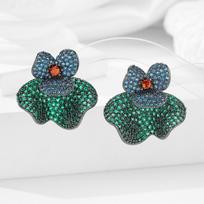 S925 Silver Needle Micro-inlaid Zircon Light Luxury Retro Flower Earrings, Heavy Industry Fashion Earrings Summer Stud Earrings 2026