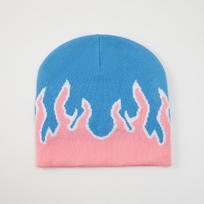 Custom Jacquard Fire Flame Beanie Baggy Slouchy Knit Rock Punk Hip Pop Ski Hat Digital Printing Outdoor Riding Cap for Travel One Size dangaus mėlyna spalva