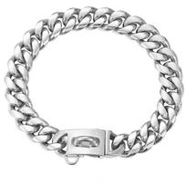 14MM Wide Stainless Steel Collar Luxury Cuban Necklace Hip Hop Style Gold Plated Heavy Chain Dog Necklace for Pet Jewelry 25cm