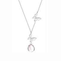 Chalcedony Butterfly Necklace Women's Light Luxury Simple Temperament Water Drop Niche Design Sense Versatile Tide Collarbone Chain