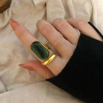 Foxanry aukso spalvos vestuviniai žiedai moterims Naujas mados kūrybiškas dizainas Green Stone France Vintage Party Bride Juvelyrika as Shown auksas