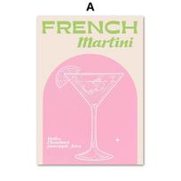 Prancūziškas Martini Mojito Gin Aperityf Kokteilis Sienų Menas Drobės Tapyba Šiaurės šalių plakatai ir spaudiniai Sienų nuotraukos baro kambario dekoravimui 21cm×30cm NoFrame