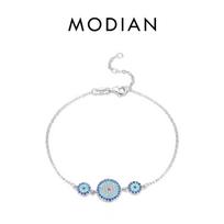 MODIAN Brand New 925 Sterling Silver Luxury Style Vintage Turquoise Charm Adjustable Link Chain Bracelet For Women Fine Jewelry