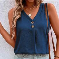 2023 Spring/Summer Women's Solid Color Casual Sling Vest Top L mėlyna