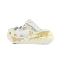 Crocs Crush Clog EVA Moldy Cheese Decorative Buckle Hand Painted Graffiti Casual Fashion Versatile Hole Shoes Unisex White 43-44 balta