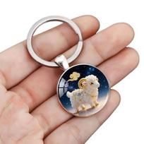 Zodiako Raktų Pakabukas Kupolinio Stiklo Cinko Lydinio Raktų Pakabukas su Žvaigždėto Dangaus Fonu Auksinio Folijos Papuošimai 12 Zodiako Ženklų Raktų Laikiklis H