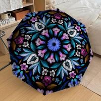 1pc Floral Kaleidoscope Automatic Folding Umbrella, Heavy Duty 8 Rib Iron Frame,  Suitable for Travel, Daily Use, Birthday, Decor Gift  97