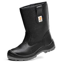 Steel head cowhide smash-proof and stab-proof oilfield boots, waterproof, oil-proof and splash-proof solid bottom labor boots 139 flats; 38