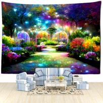 Colorful Dream Forest Tapestry Wall Hanging Bohemian Hippie Tapiz Kawaii Art Living Room Bedroom Home Decor 74x94cm(29x37in)