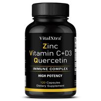 Zinc Quercetin 500 mg, containing Vitamin C, D3 and bromelain, 120 capsules, vegan formula. 120 Capsules