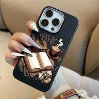 Vintage Coffee Books Lichee Pattern Case For Samsung Galaxy S26 Ultra Case S25 S24 S21 S22 Plus S23 FE A57 A56 A36 A35 A55 Cover Galaxy S21