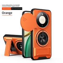 Armor Case For Honor Magic 8 Lite Case Shockproof Slide Lens Protector Phone Cover For Honor Magic8 Lite Case Fundas With Ring HONOR Magic8 Lite oranžinė
