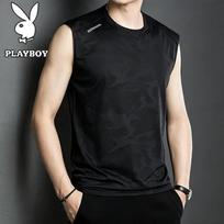 PLAYBOY Men's Ice Feel Sleeveless Sports Top 2XL juoda