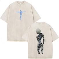 Vintage Washed Anime Ghost in The Shell Motoko Kusanagi T Shirts Men's Women Clothing Fashion Oversized Short Sleeve T-shirts S įvairiaspalvis