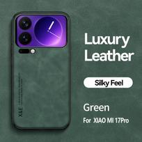 For Xiaomi Mi 17 Pro Max PU Leather Car Magnetic Holder Silicone Case For Xiaomi Mi 17Pro Max Built-in iron Protection Cover For Xiaomi 17 Pro žalia