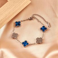 Four-leaf Clover Bracelet - Women's Luxury 18k Gold Plated Sparkling Bracelet 13mm two diamond bracelet