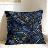 Luxurious Golden Blue Leaves Pillow Case Soft Pillow Cover Funny Cushion Cover For Sofa Home Decor Peach skin 18*18(CM)-1Pcs