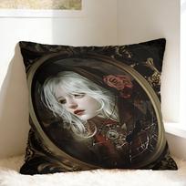 Game Bloodborne Pillow Case Print Pillow Cover Vintage Pillowcases For Living Room Bed Chair Peach skin 18*18(CM)-1Pcs