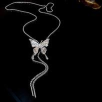 Luxury Butterfly Necklace Creative Pull-out Adjustable Chokers Arm Belly Body Chains Women Y2K Grunge Necklaces Fashion Jewelry 80cm