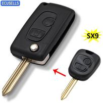 Ecusells Folding Remote Key Case Shell SX9 Uncut Blade for Citroen For Peugeot Partner Saxo Xsara Picasso Berlingo Expert Boxer