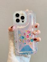 Gradient Rainbow Laser Glitter Transparent Case For Iphone 14 Pro Max 13 12 11 Plus Heart Diamond Clear Shockproof Back Cover For iPhone 13 Pro white