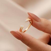 Rose Gold Love Ring Women's Light Luxury Niche Temperament Open Heart Zircon Ring