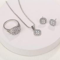 Light Luxury  Set Geometric Stylish Simple Necklace Ring Earrings 3-piece Set