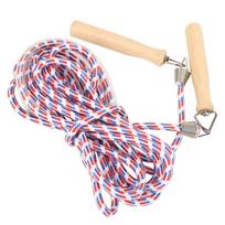 Wooden Handle Cotton Skipping Rope Multiplayer Jumping Ropes for School Training Red and