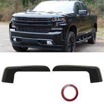 2x Blizgios Juodos Galinio Vaizdo Veidrodžio Dangteliai Chevrolet Silverado 1500 2019-2024 black