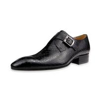 Fashion Luxury Business Men Shoes Snaked Printing Genuine Cowhide Leather Wedding Party Formal Office High Quality Footwear Fast Deliver 39
