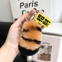 Rabbit Fur Big Cat Paw Keychain Tiger Tail with Key Ring Plush Doll Pendant Fluffy Soft Stuffed Animal Bag Charms Ornmant