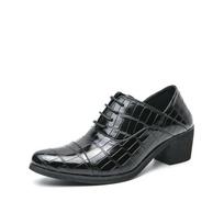 Luxury Brown Men's High Heel Shoe Pointed Leather Dress Shoes for Men Fashion Height Increasing Wedding Formal Shoes Men Oxfords 39
