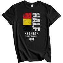 Pusiau belgų geriau nei nieko Juokingi Belgijos vėliavos marškinėliai 4XL
