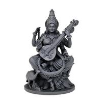 Maa Saraswati Murti, 8 cm Height, Black, 3D Printed, UV Resin, Saraswatidevi Idol for Home, Car Dashboard, Office, and Gift