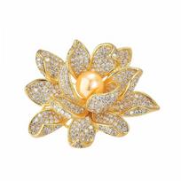 Elegant Flower Brooch Pin Luxury Design Crystal Embellished High-End Fashion Accessory for Blazers Jackets and Formal Wear one size
