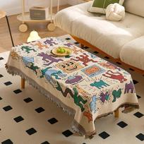 Bohemian Style Jacquard Dining Table Cloth Light Luxury Atmosphere Tea Tablecloth Furniture Dustproof Decorative Cover Towel 90x90cm