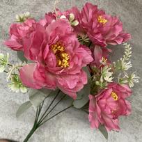 Luxury Silk Flower Arrangement 6 Head Peony For Photography And Wedding Venue Decor Rose Pink