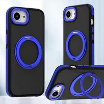 Magnetic Ring Holder Stand Frosted TPU+PC Phone Case, Shockproof Anti-fingerprint Anti-yellow Anti-scratch Protective Cover Opp Bag&For iPhone17 mėlyna