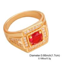 Luxury Large Red Cubic Zirconia Ring for Women Men Exaggerated Copper Inlaid Zircon Geometric Index Finger Ring Design Jewelry