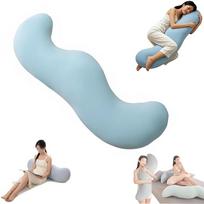 Žirnio ankšties formos pagalvė šoniniams miegantiems, Ergonomiška atrama klubams ir kojoms, Ledo šilko audinys, Vėsinančios atminties putos, Tinka šoniniams miegantiems Suitable for heights under 145 cm mėlyna
