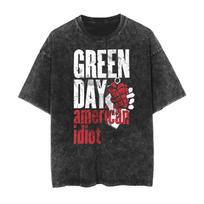Green Day Roko Grupė Skalbti Medvilniniai Marškinėliai Unisex Vyrams Moterims Trumpomis Rankovėmis Viršus Gerbėjų Būtiniausi Mados Vasaros Vintažiniai Marškinėliai S įvairiaspalvis