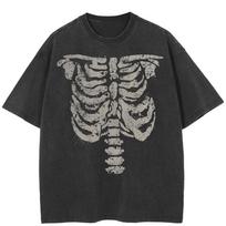 Helovino skeletas grafinis unisex marškinėliai medvilniniai skalauti juodi marškinėliai unisex viršutiniai drabužiai marškinėliai vasariniai trumparankoviai marškinėliai S įvairiaspalvis