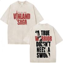 Anime Vinland Saga T-shirt Manga Thorfinn Karlsefni Vintage Washed T Shirt Men's Women Fashion Casual Cotton Oversized T-shirts S įvairiaspalvis