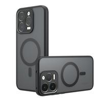 15T Magnetinis Magsafe Akrilinis dėklas Realme 15T Belaidžio įkrovimo Smūgiams atsparus Matinis PC+TPU Bamperis Realme 15 Pro Dangtelis for realme 15T juoda
