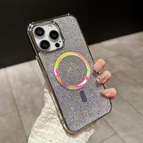 Luxury flash diamond magnetic plating foreign trade explosion applicable to iPhone17Promax Europe and America Apple 16 mobile phone case 15 17Promax