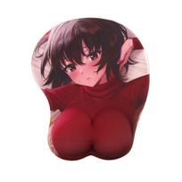 Unisex 3d Chest Anime Mouse Pad With Milk Silk Fabric And Ergonomic Wrist Support Red